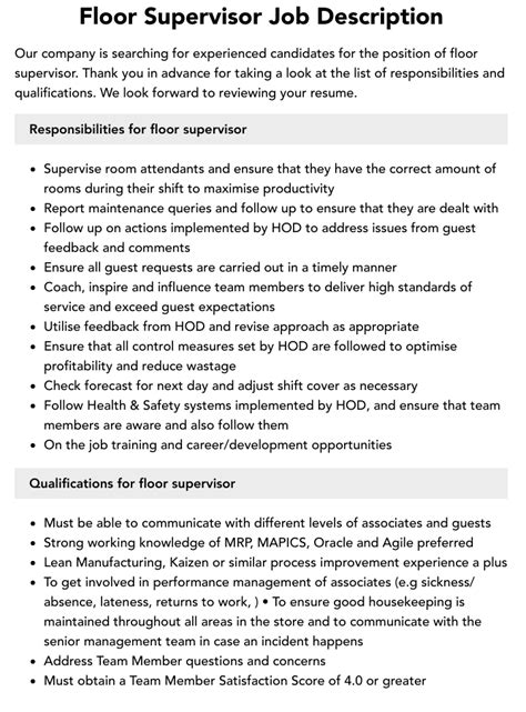 gaming floor supervisor job description